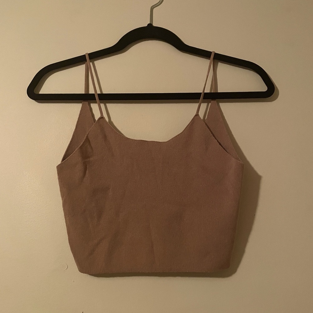 Small nude crop top silky material